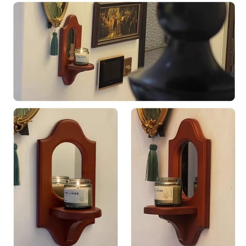 Средневековое настенное украшение зеркало винтажный деревянный настенный