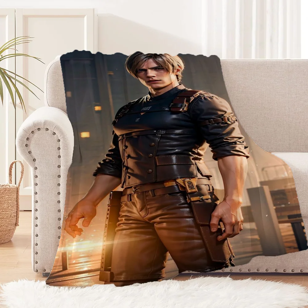 Одеяло Из Микрофибры С Принтом Аниме Леон Кеннеди Мягкое Плюшевое Постельное