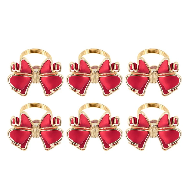 

SEWS-12Pcs Bowknot Napkin Rings, Butterfly Knot Napkin Ring Holders Handmade Metal Napkin Buckles Elegant Table Decor