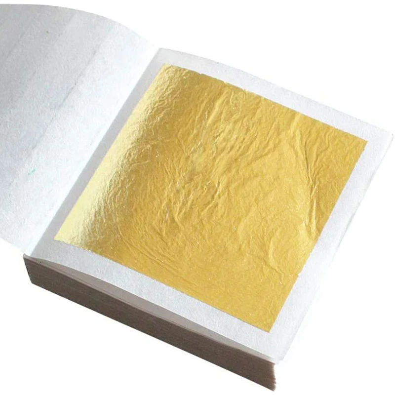 

100 Sheets Imitation Gold Silver Foil Paper Leaf Gilding DIY Art Craft Paper Birthday Party Wedding Cake Dessert Decorations