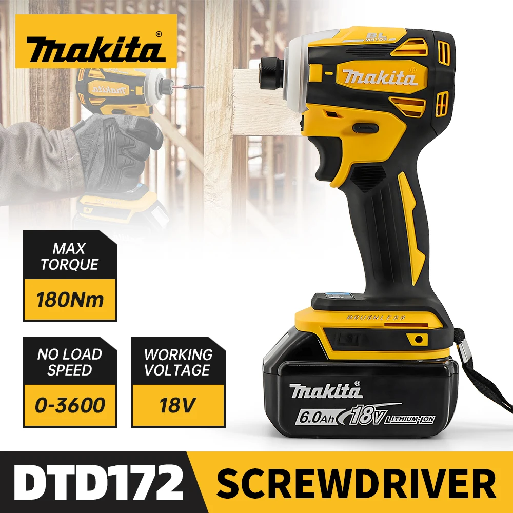 Makita DTD172 Бесщеточный ударный шуруповерт Перезаряжаемая беспроводная