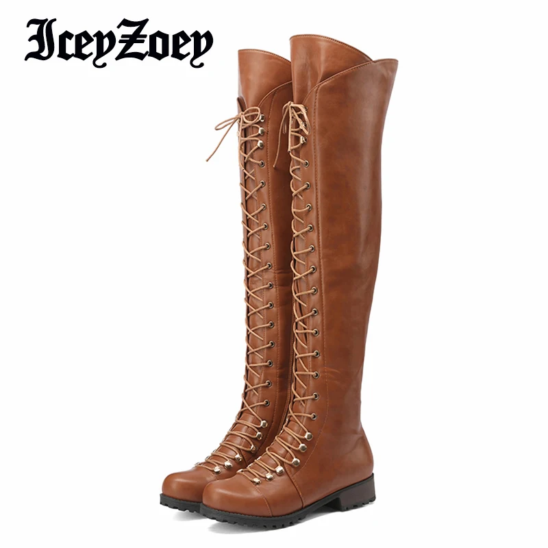 

Женские длинные сапоги IceyZoey, черные повседневные Сапоги выше колена, Клубная обувь, размеры 34-43, для зимы, 2022