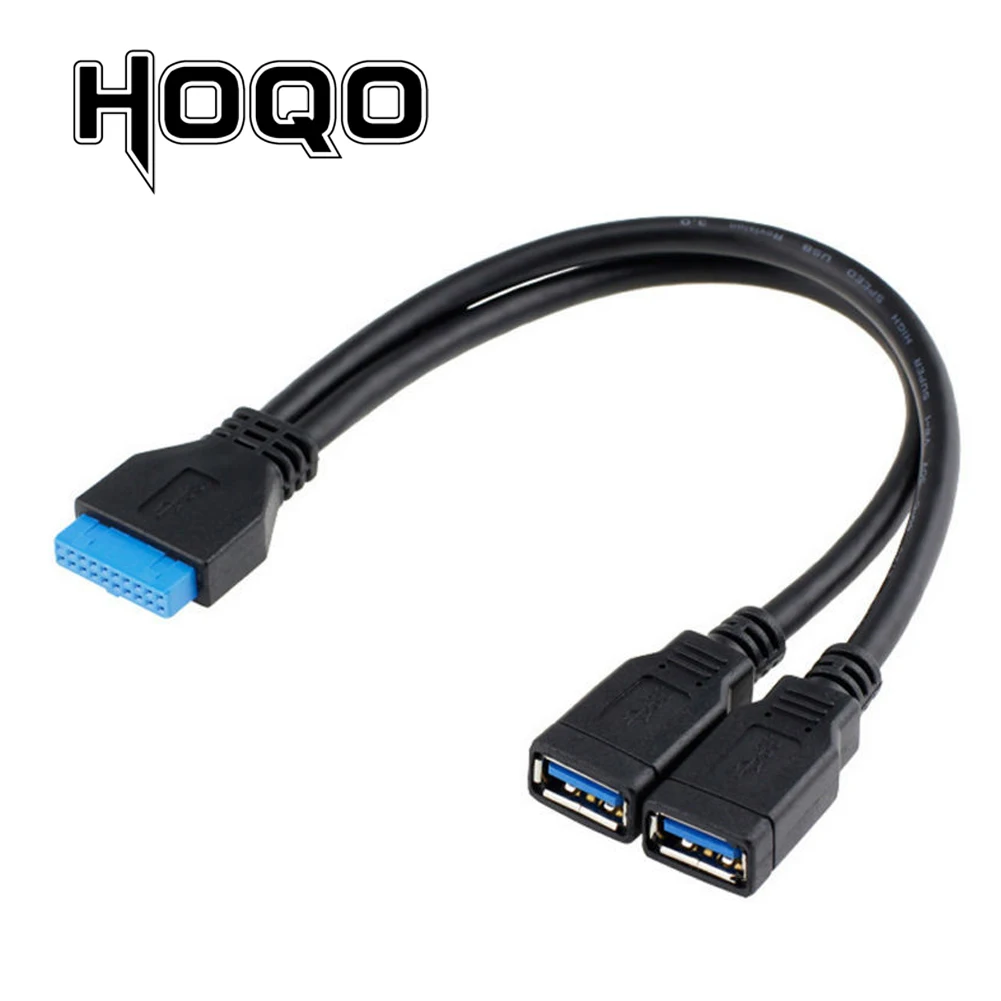 

2 ports USB3.0 Female to Motherboard 20pin Header cable usb 3.0 19 pin Adapter connector for computer motherboard 20cm