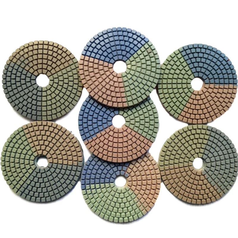 

7Pcs/Set Colorful Diamond Wet Polishing Pad 4 Inch Grinding Discs Sanding Pad For Marble Granite Engineered Stone