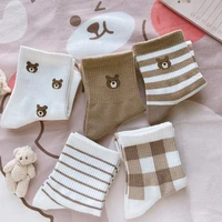 5pairlot spring autumn winter cotton socks for women christmas gifts fashion bear harajuku cute cartoon socks