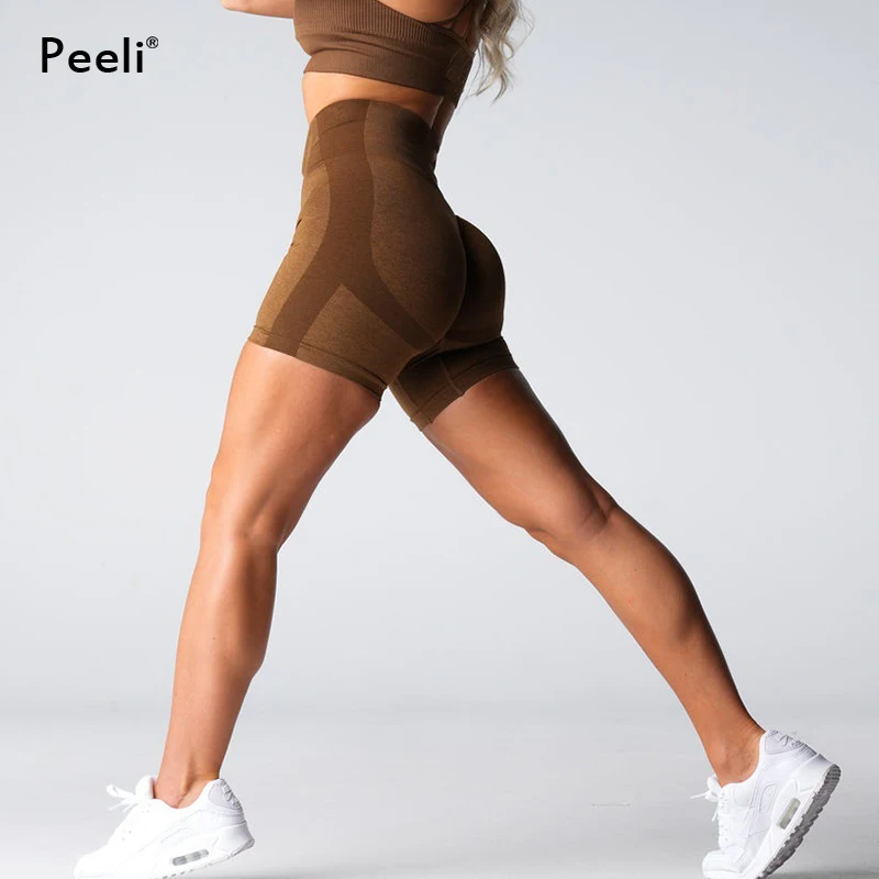 Шорты женские бесшовные с высокой талией тренировочные штаны для йоги