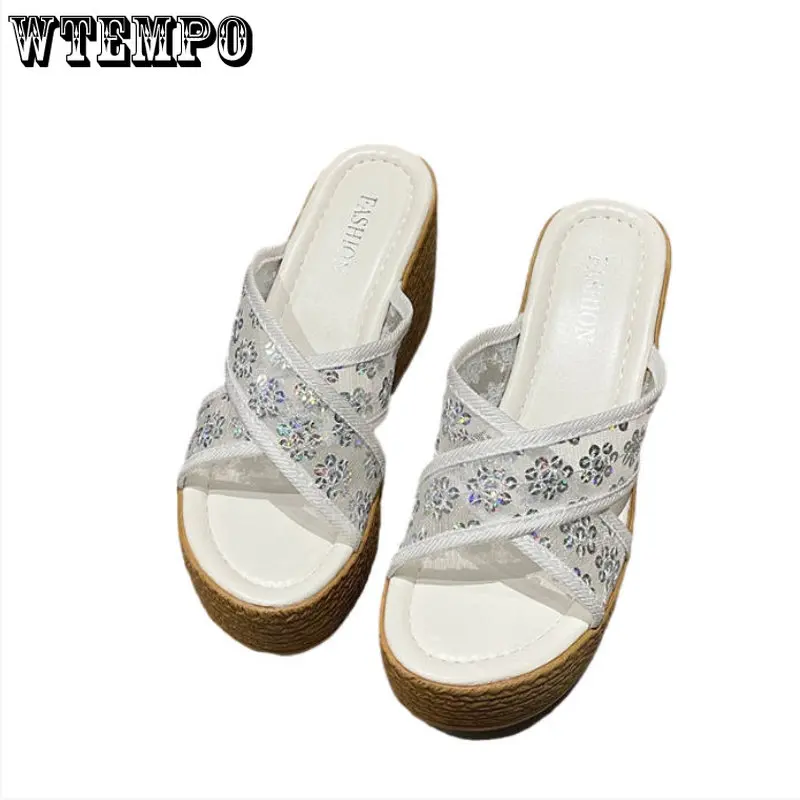 

WTEMPO Platform Sandals Women Slipper High Heel Summer Shoes Wedges Slippers Home Bathing Flip Flops Zapatillas Dropshipping