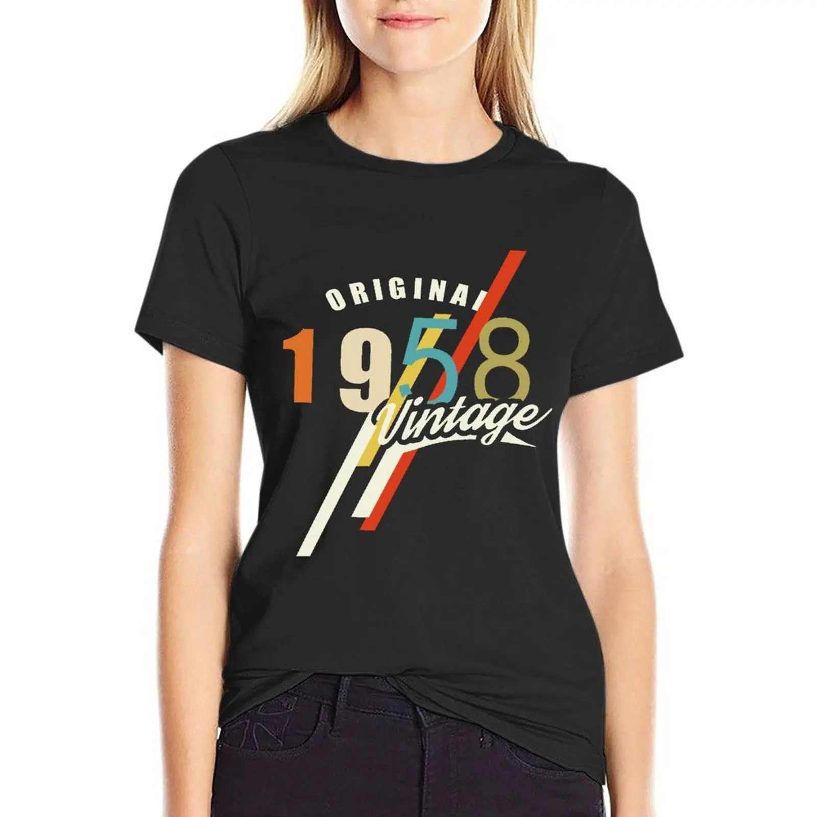 Vintage 1958 Gift Father'S Day Oversized T-Shirts Custom Women'S Clothes 100% Cotton Streetwear Large Size Tops Tee