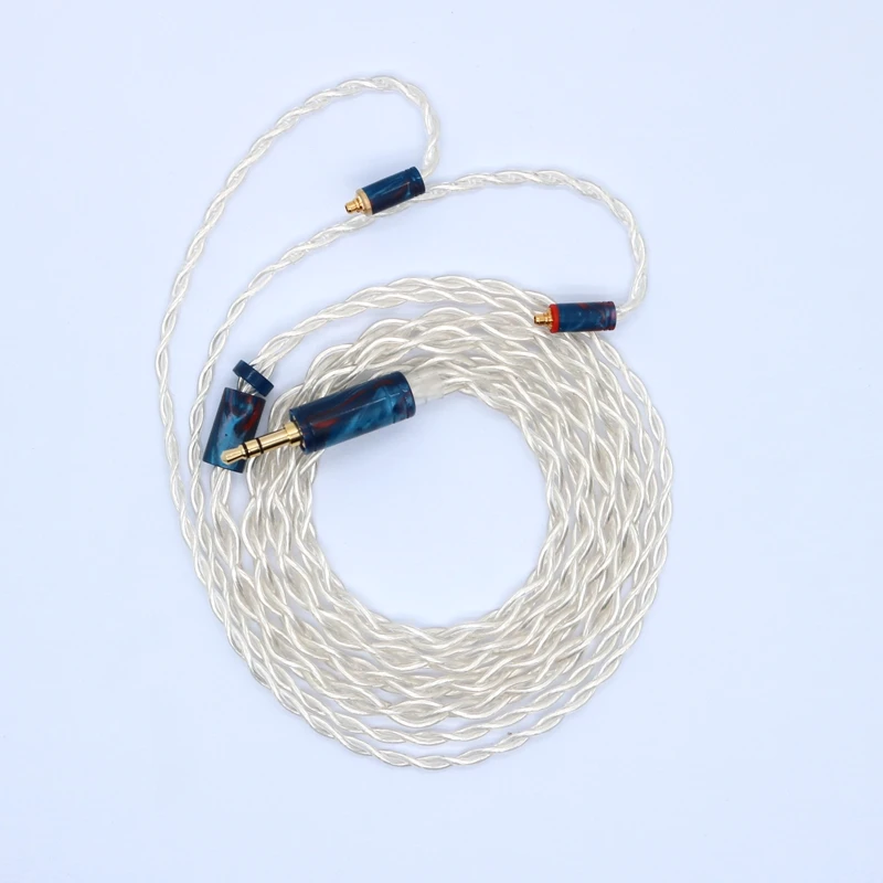 XINHS 4 Core Pure Silver PRO  Earphone  Upgrade Cable Balanced Wire 2.5/3.5/4.4MM Plug With MMCX/2PIN/QDC/TFZ For MOONDROP