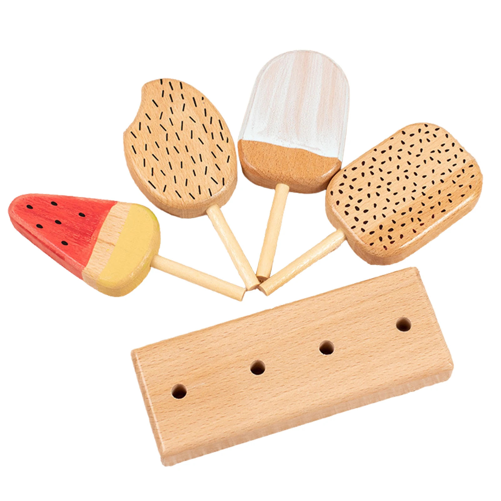 

Wood Ice Cream Toys Children's Beech Simulation Ice Cream Stick Kitchen Play House Popsicle Building Blocks Toy