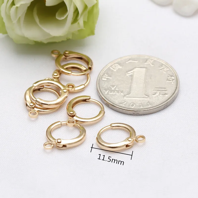 10pcs 14K/18K Gold Plated Round Earring Clasps Hooks with Open Jump Ring For DIY Jewelry Earrings Making Supplies Accessories