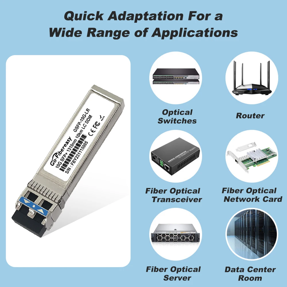 Фото 10G LR 10 км SFP модуль приемопередатчика SMF 1310 нм дуплексный LC SFP + оптоволоконный модуль для Cisco SFP-10G-LR, Mikrotik, Ubiquiti Switch №5