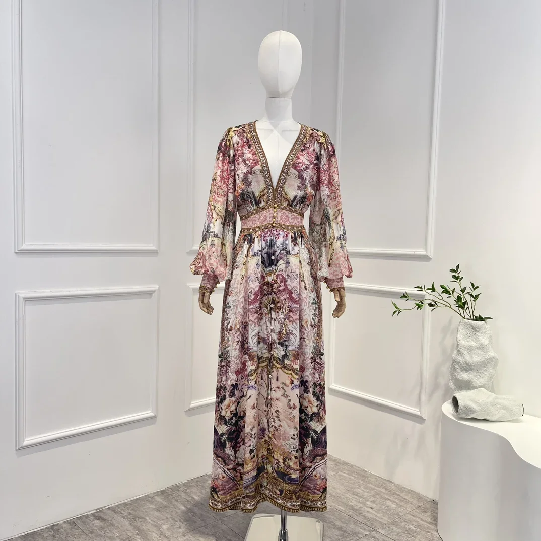 Женское платье-миди из чистого шелка