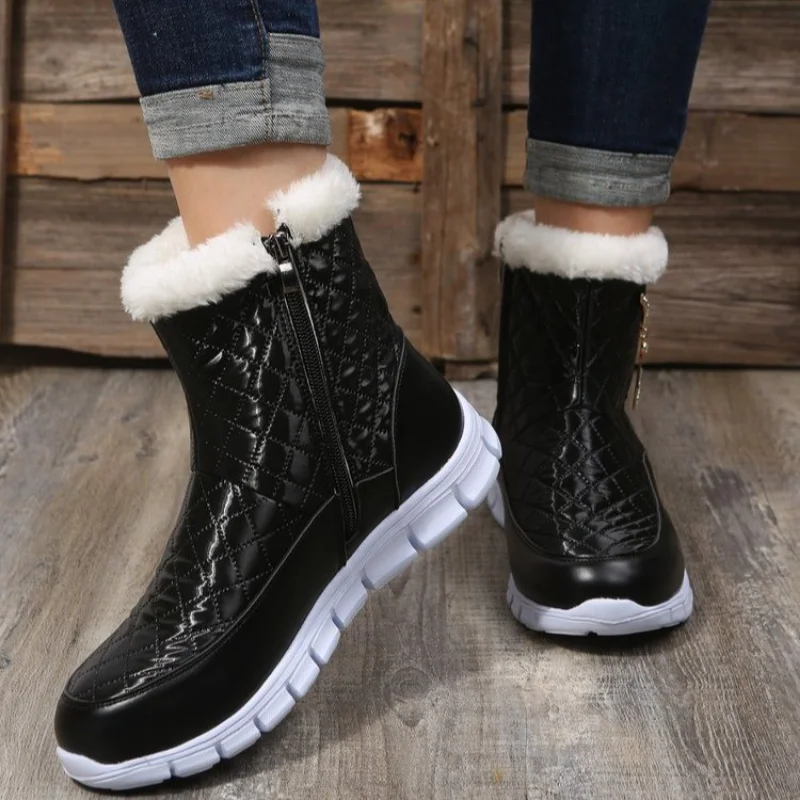 Women's Snow Boots 2023 Winter New Warm Plush Ankle Boots Front Zipper Non-slip Cotton Shoes Outdoor Light Casual Botas De Mujer