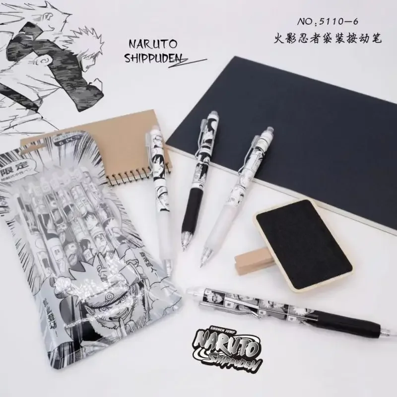 Гелевая ручка Наруто 6 шт./комплект аниме Учиха Итачи 0 5 для подписей Lack Ink