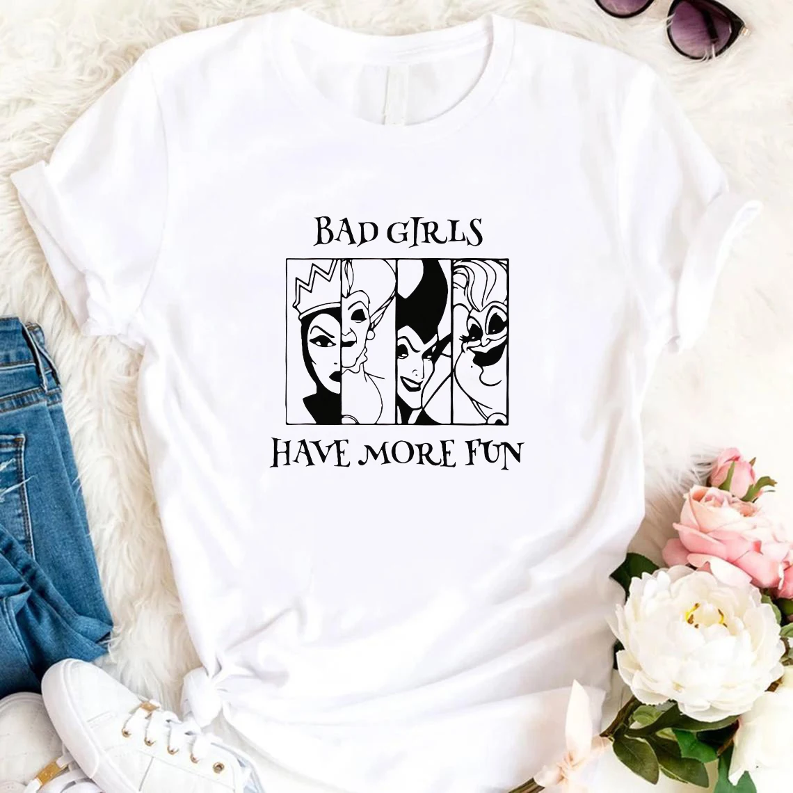 

Плохие девочки, веселые рубашки, Villian Graphic Tee Witch Tees, Хэллоуин Топы