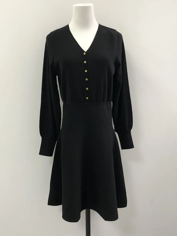 

Женское шерстяное платье-Русалка с V-образным вырезом и длинным рукавом