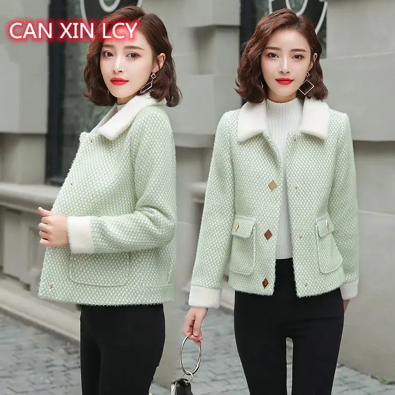 Женское бархатное пальто из искусственной норки Женская куртка корейское