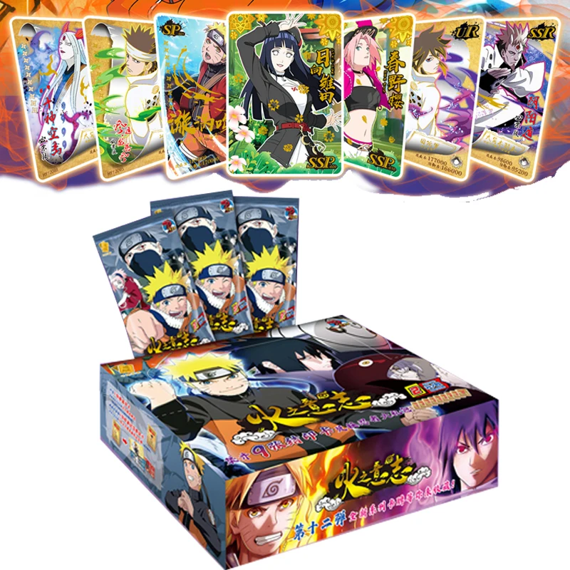 

Genuine Naruto Cards Uzumaki Narutoed Anime Figures Collectible Cards Bronzing Barrage Flash Card Table Toys Gifts for Children
