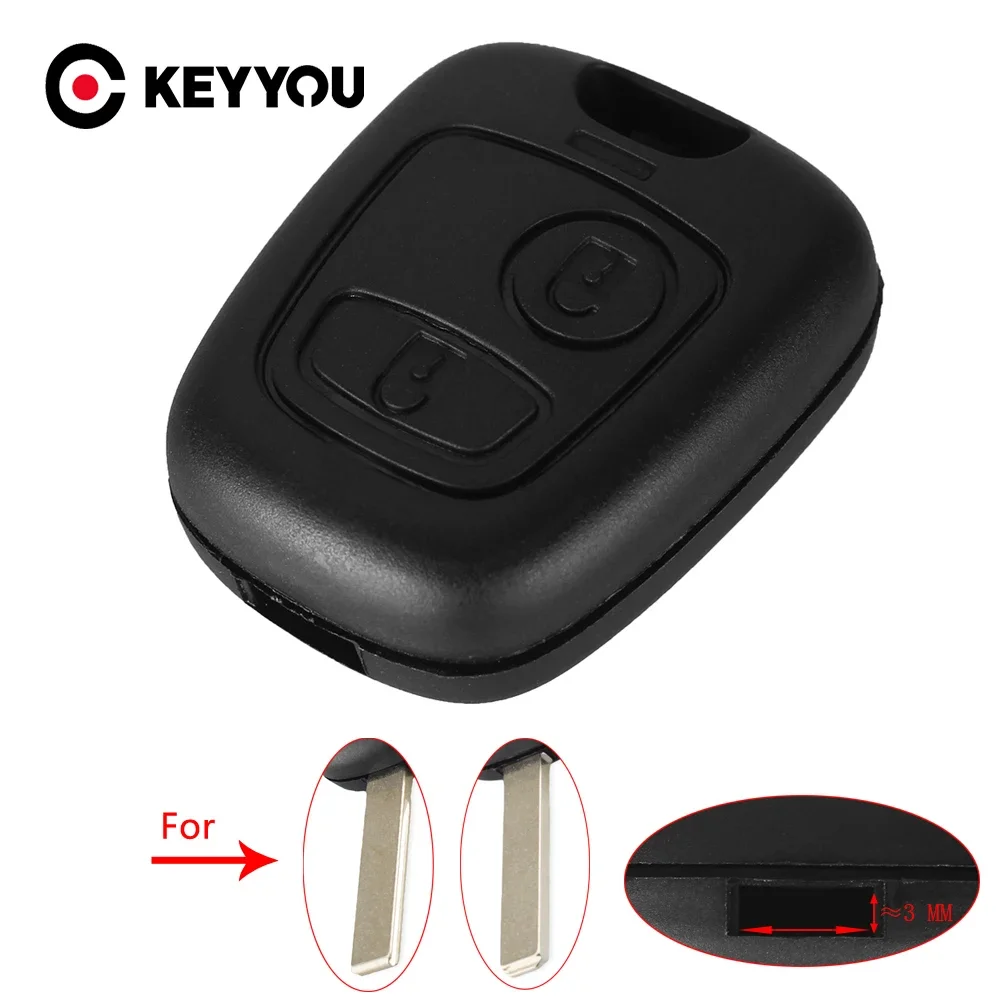 

KEYYOU чехол для дистанционного ключа для Toyota AYGO, для Citroen, для Peugeot, без лезвия, без логотипа, 2 кнопки