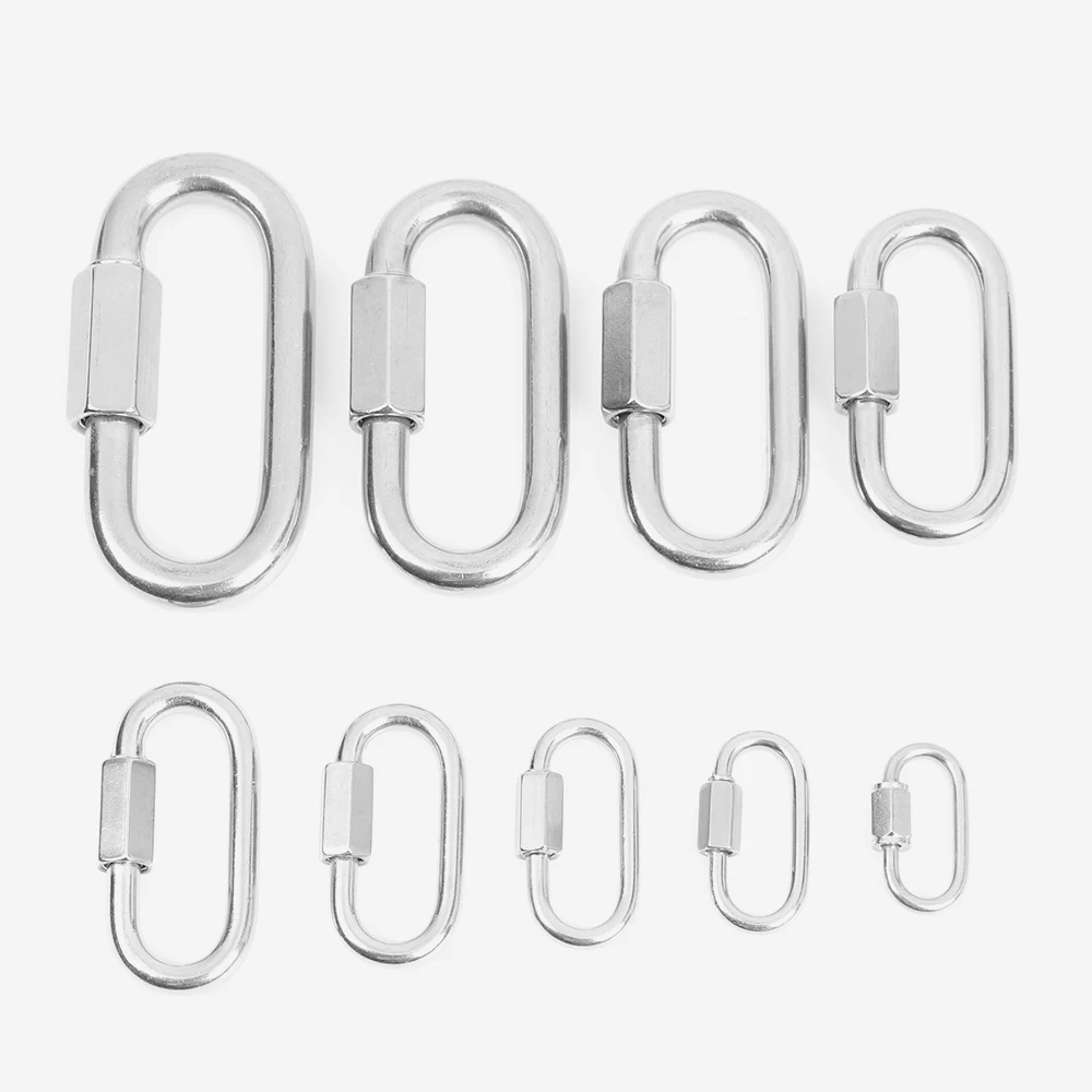 

1Pc Stainless Steel Climbing Gear Carabiner Quick Links Safety Snap Hook M3/M3.5/M4/M5/M6/M7/M8/M9/M10 Chain Connecting Ring