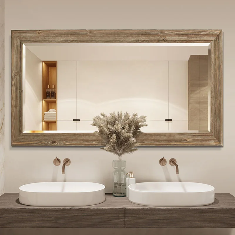 

Зеркало в квадратной раме, настенное винтажное зеркало для ванной комнаты с большим стеклянным зеркалом для макияжа, декоративные предметы...