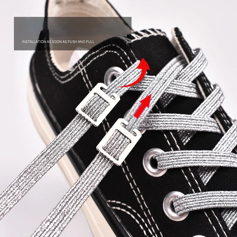 Elastic Laces Sneakers Metal Buckle Colorful Candy No Tie Shoelaces For Men's Women's Sneakers