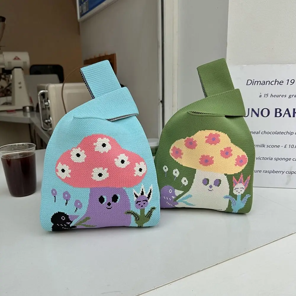 Портативная сумка на запястье с грибным узлом шерстяная сумка-ведро принтом