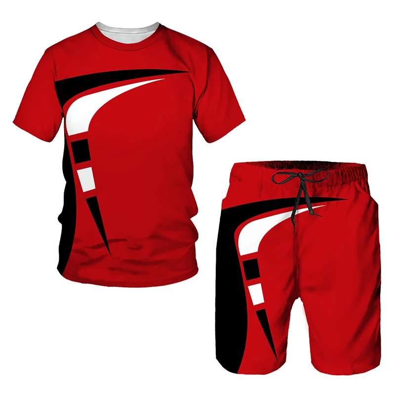 Jogger Suit Men's Summer Short Sleeve T-shirt Sports 2 Piece Set Short Pant Set Gym Dry Suit Oversized Tracksuit Outfit