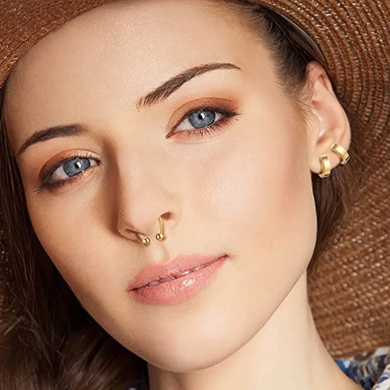 Набор из 24 магнитных колец для носа в форме подковы нержавеющей стали фальшивый