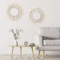 wall hanging mirror macrame tapestry boho fringe round tassel mirrors for living room bedroom home dorm nursery decoration