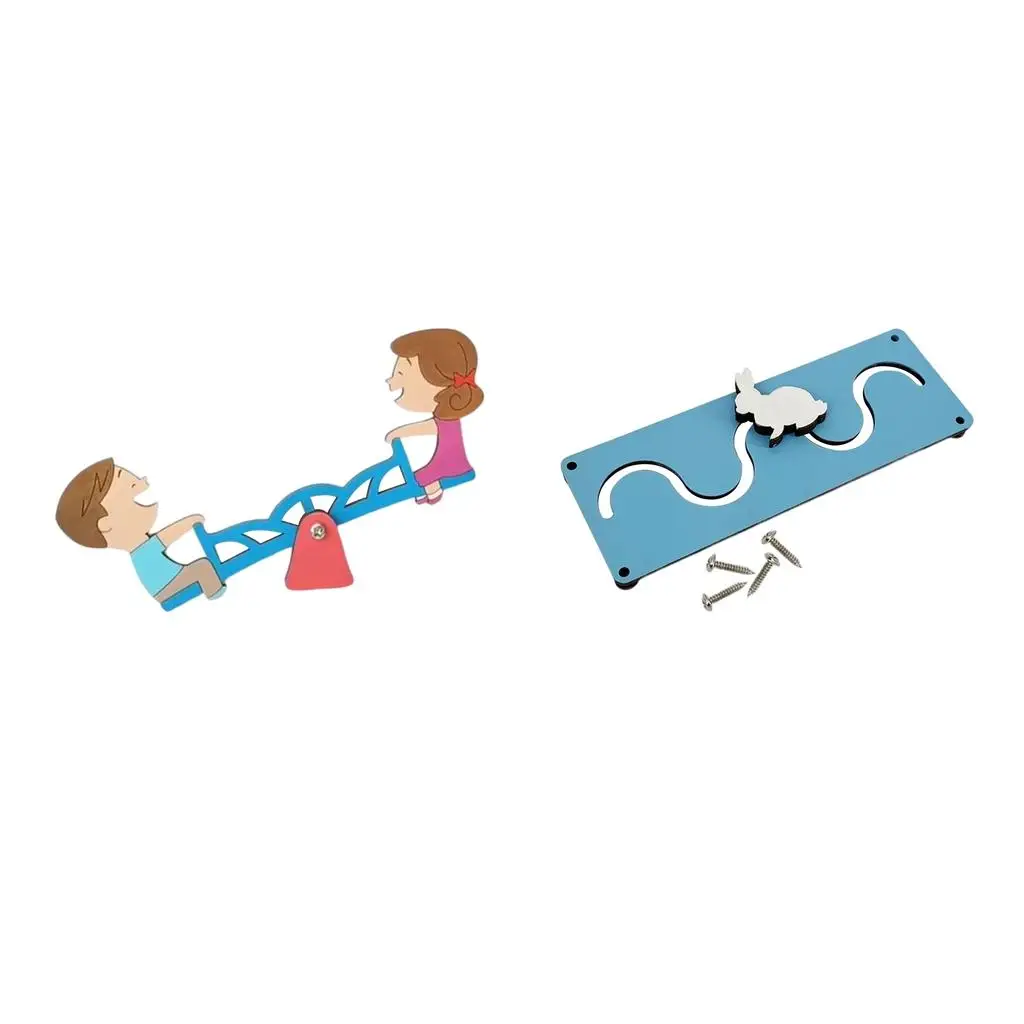 

2 Pieces Busy Board Materials Cute Teaching Aids Wooden for Nursery Activity