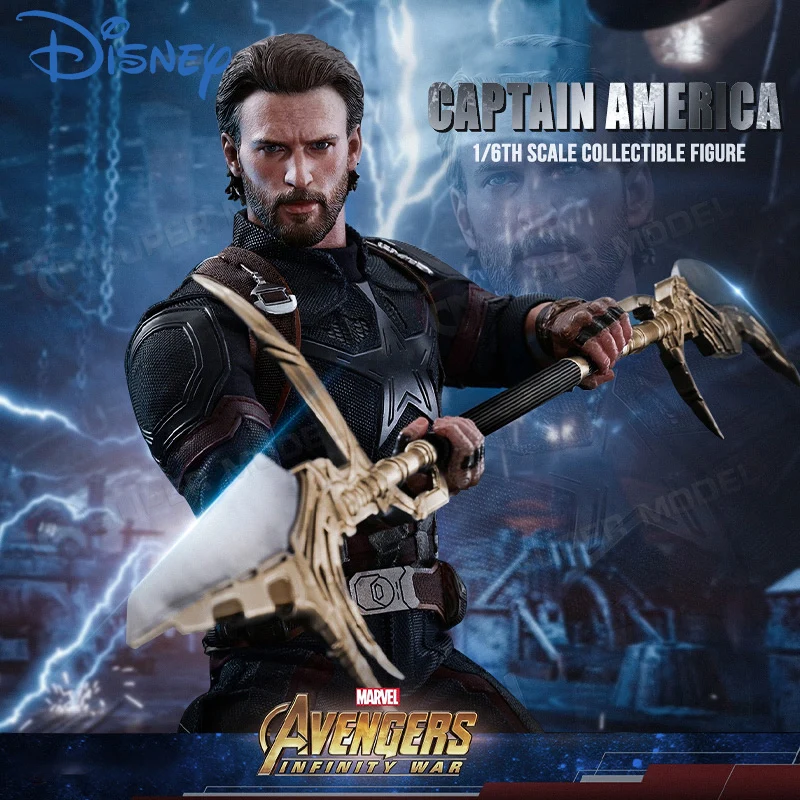 

Disney's Avengers 12-inch Bearded Captain America Steve Rogers 1/6 Model Hand-made Ornaments Carved Children's Toy Gift