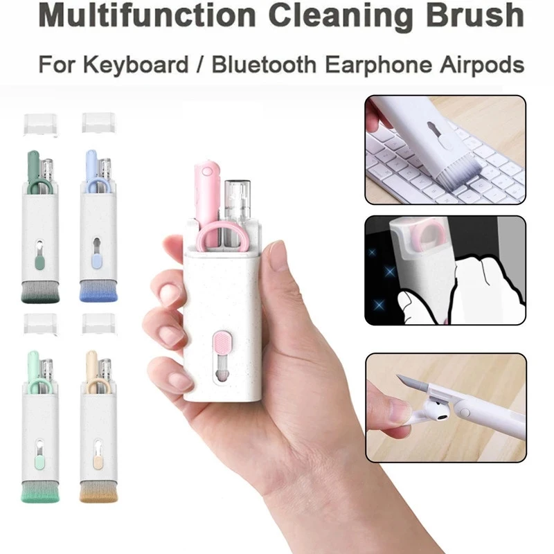 

7-in-1 Computer Keyboard Cleaner Brush Kit Bluetooth Earphone Cleaning Pen For Airpods 3 Pro Headset Cleaning Tool Keycap Puller
