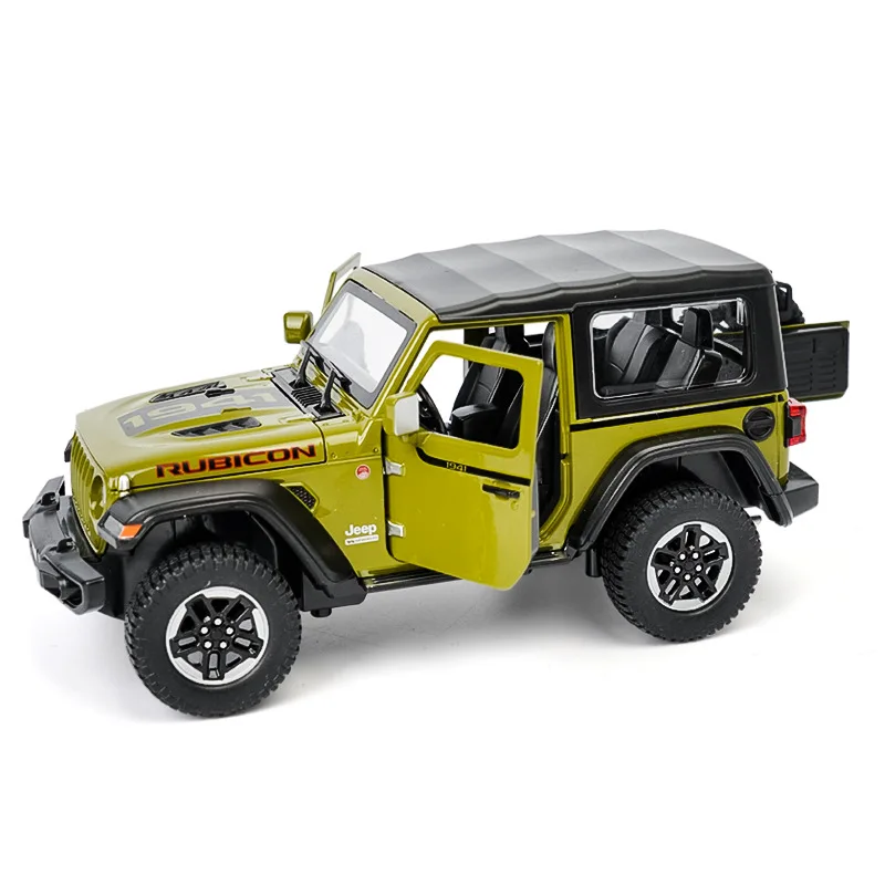 

1:24 Scale Orv Diecast Pull Back Car Chrysler Jeeps Wrangler Convertible Metal Model Alloy Toys With Light And Sound For Gifts