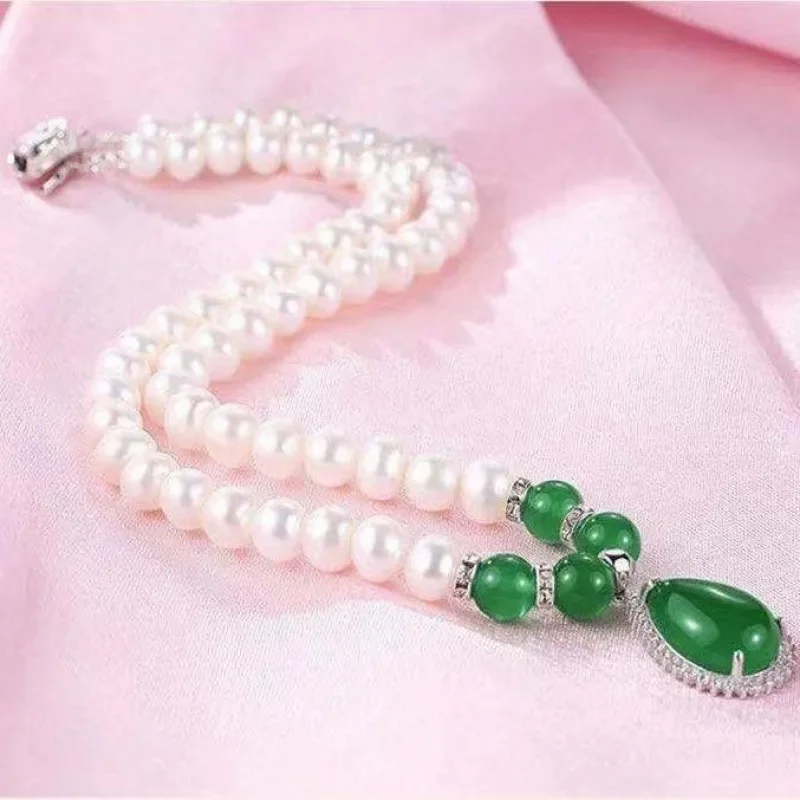 Ожерелье из натурального пресноводного жемчуга женская цепочка на ключицы