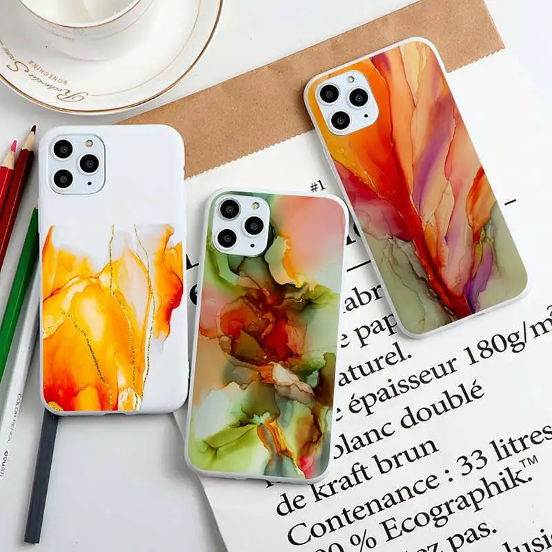 

Watercolor Painting for Iphone14 13 12 Pro Max Mini 11 Pro XS MAX 8 7 6S Plus X 5S SE 2020 XR Candy White Silicone Cases Covers