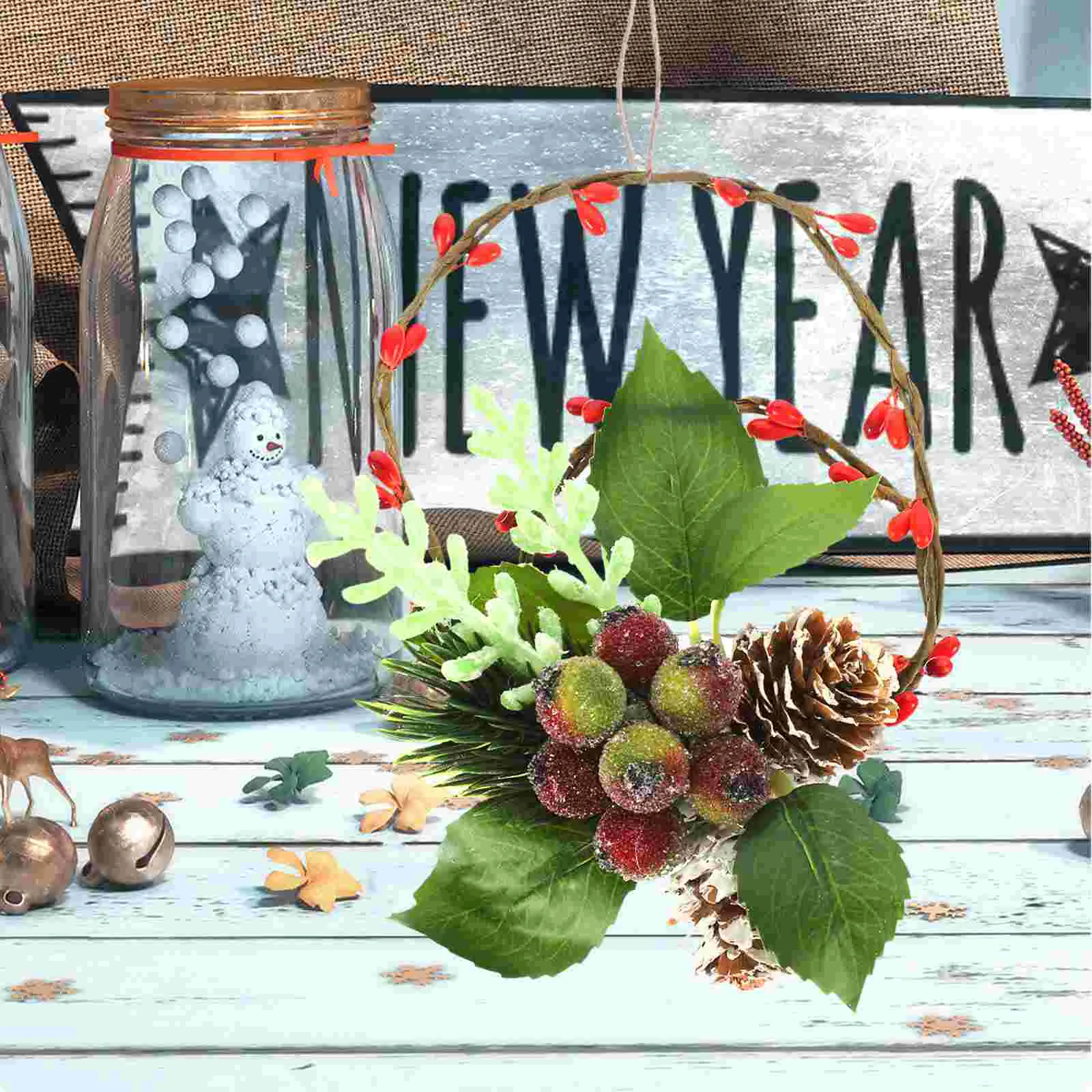 

Christmas Ornaments Xmas Hanging Props Tree Decor Decorations Wrought Iron Party Wreath
