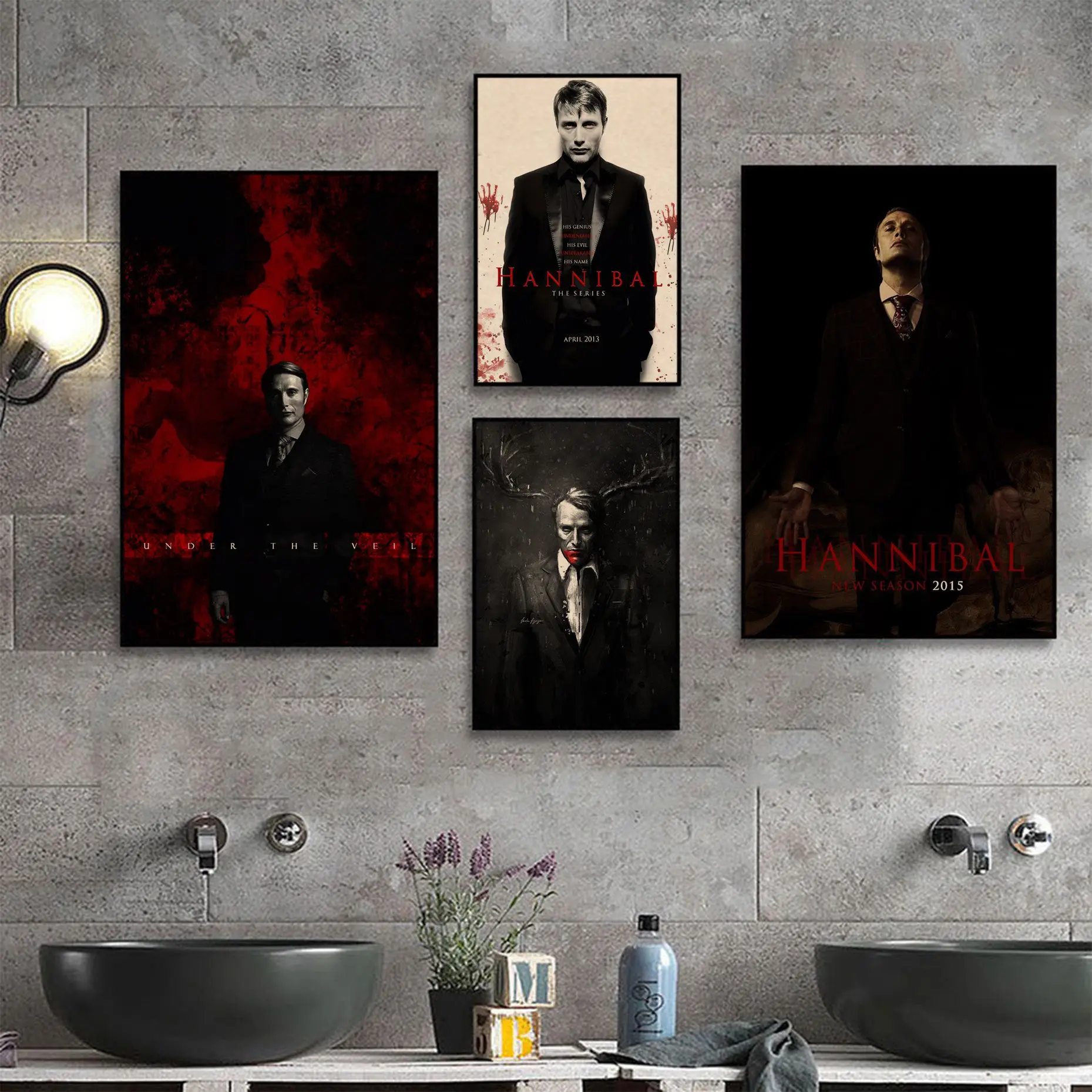 

Hot TV Series Movie Hannibal Vintage Posters Kraft Paper Sticker DIY Room Bar Cafe Kawaii Room Decor