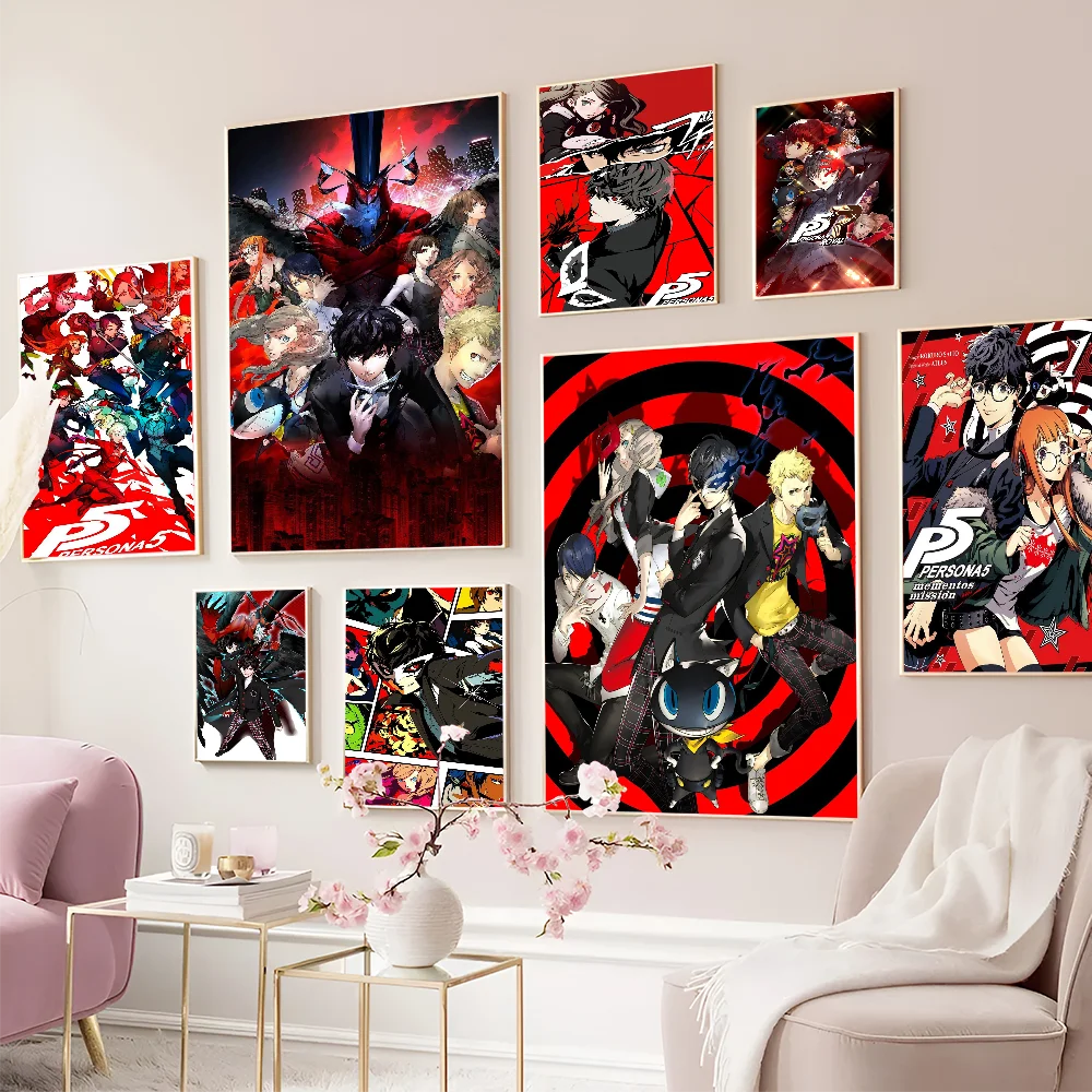 Самоклеящийся Постер Высокого Качества Hd persona 5 Для Видеоигр Белая Настенная