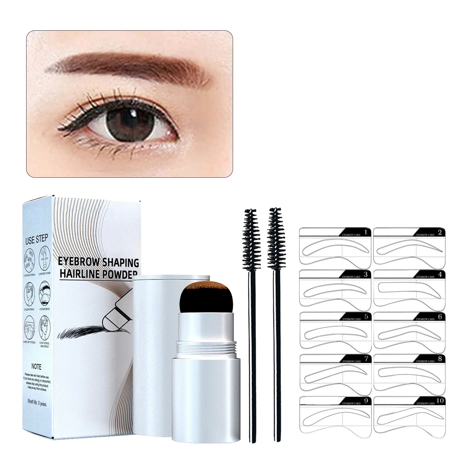 

Eyebrow Stamp And Stencil Kit Waterproof One Step Brow Shaping Set Long Lasting Makeup Tool With 2-PCS Eyebrow Pens & 10-PCS