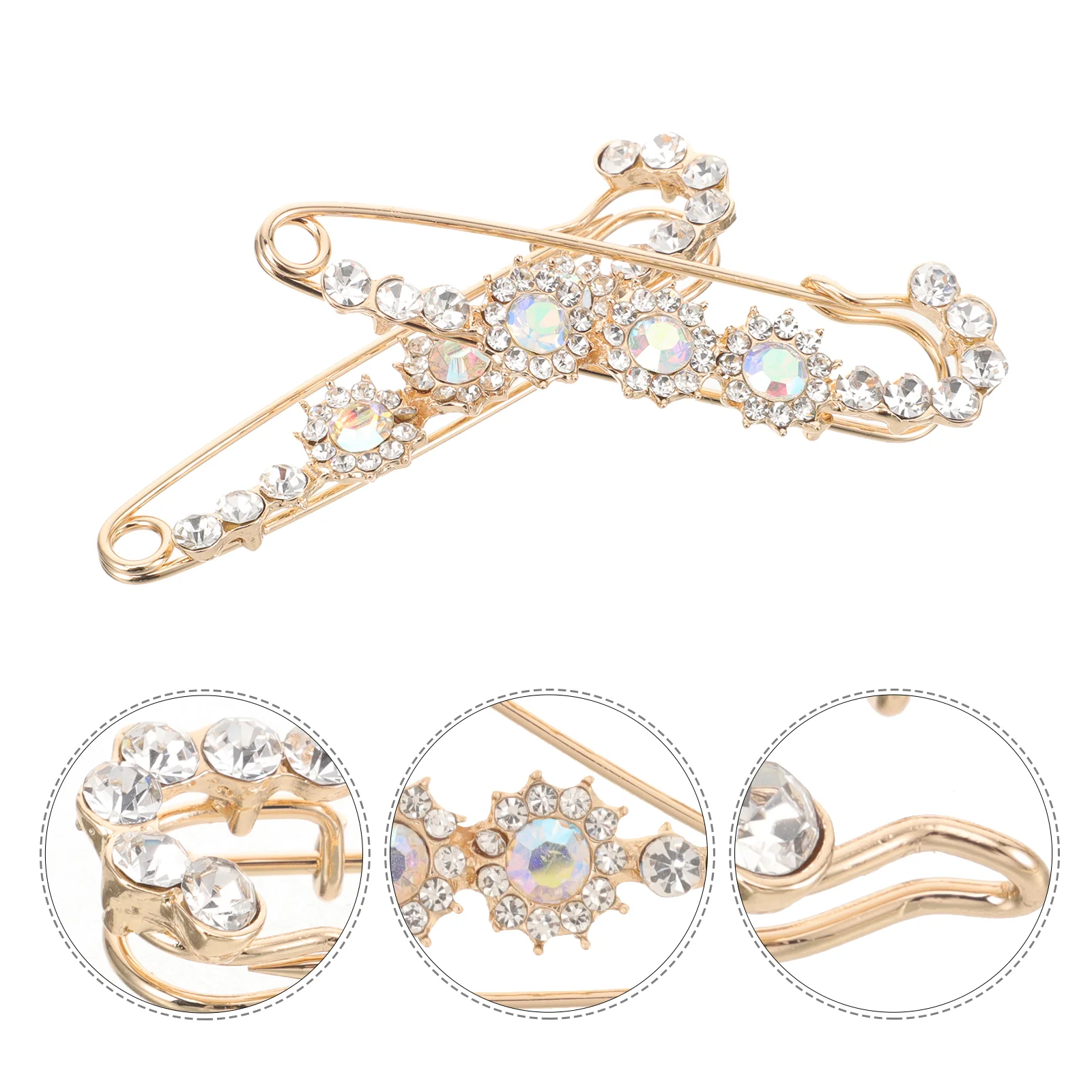 

2 Pcs Ladies Backpacks Women Fashion Corsage Rhinestone Brooch Cardigan Delicate Girls Business Suit White Alloy Miss