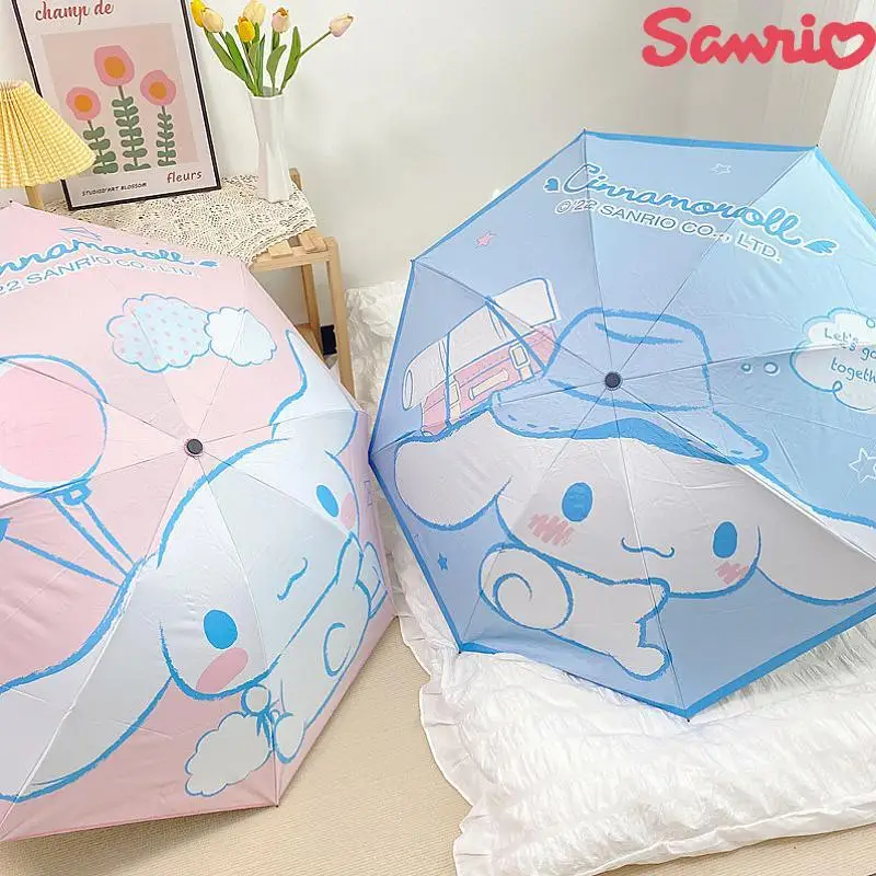 

Sanrio Cinnamoroll Umbrella Kawaii Children Clear Frosted Rain Sunscreen Umbrella Cute Thickened Automatic Vinyl Umbrella