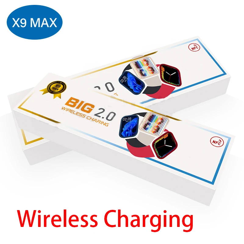 

IWO Series 8 Смарт-часы X9 Max 2,0 дюйма Беспроводная зарядка Bluetooth Вызов пользовательский циферблат Спортивный монитор сна сердечного ритма для мужчин