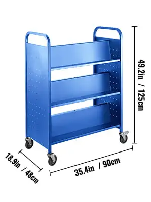 

Cart Library Cart 200lb with Double Sided W-Shaped Sloped Shelves in Blue