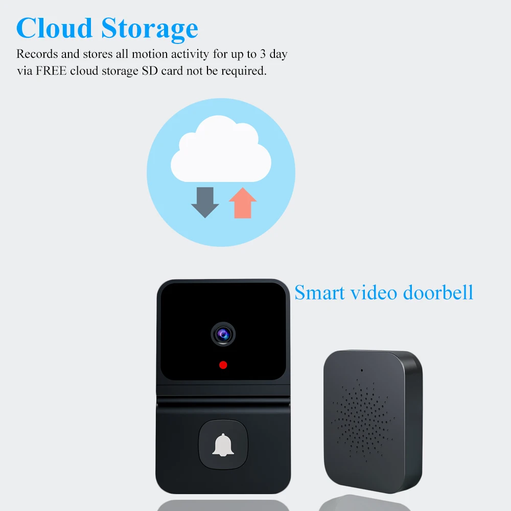 Cloud Storage Wireless WIFI Doorbell With Chime Visual Door Phone  Intercom Peephole Viewer