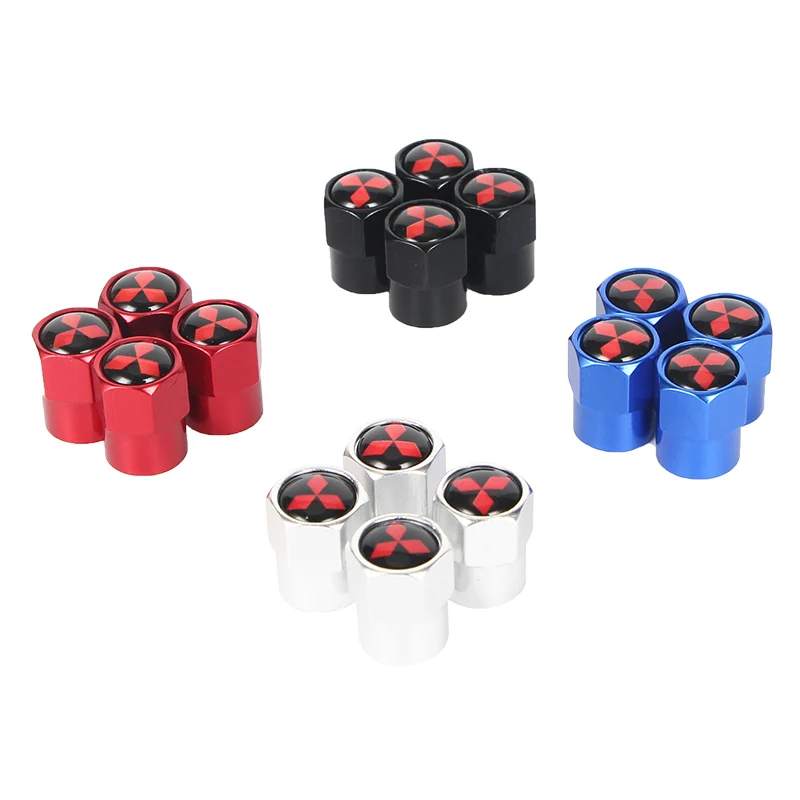 

New 4PCS Auto Wheel Tire Valve Stem Caps Cover For Mitsubishi lancer asx outlander pajero l200 galant Car accessories