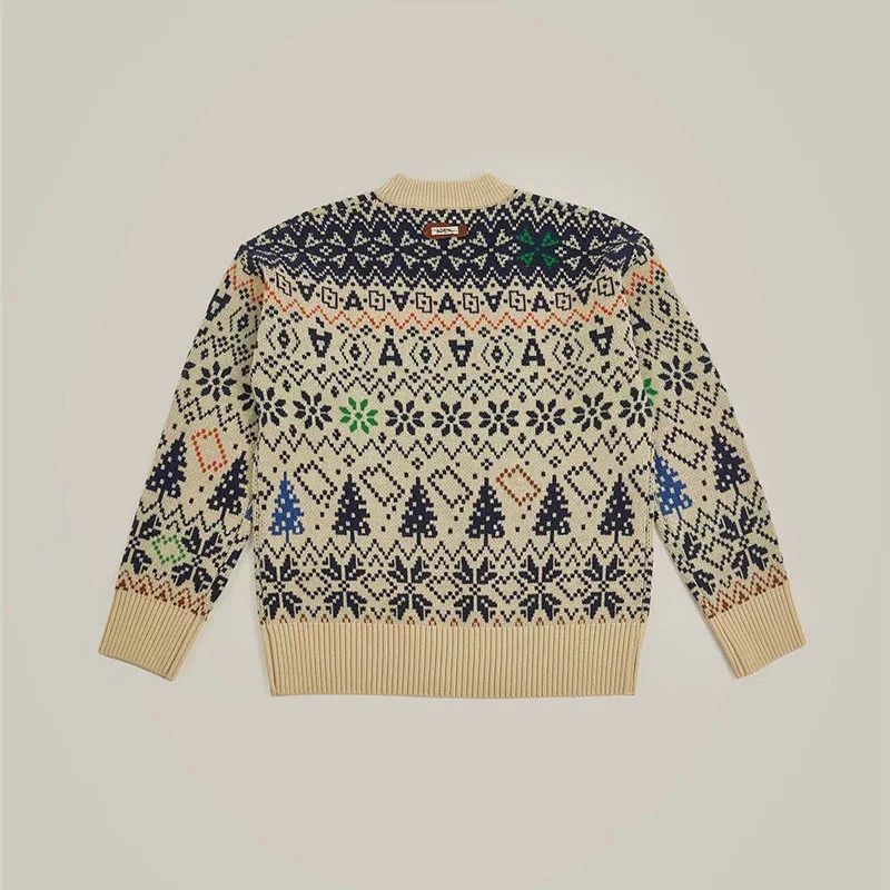 

Men Women Vintage Jacquard Wool Crew Neck Sweater Adererror Sweaters Back Leather Fabric Patch Ader Cardigans ADER ERROR Sweater