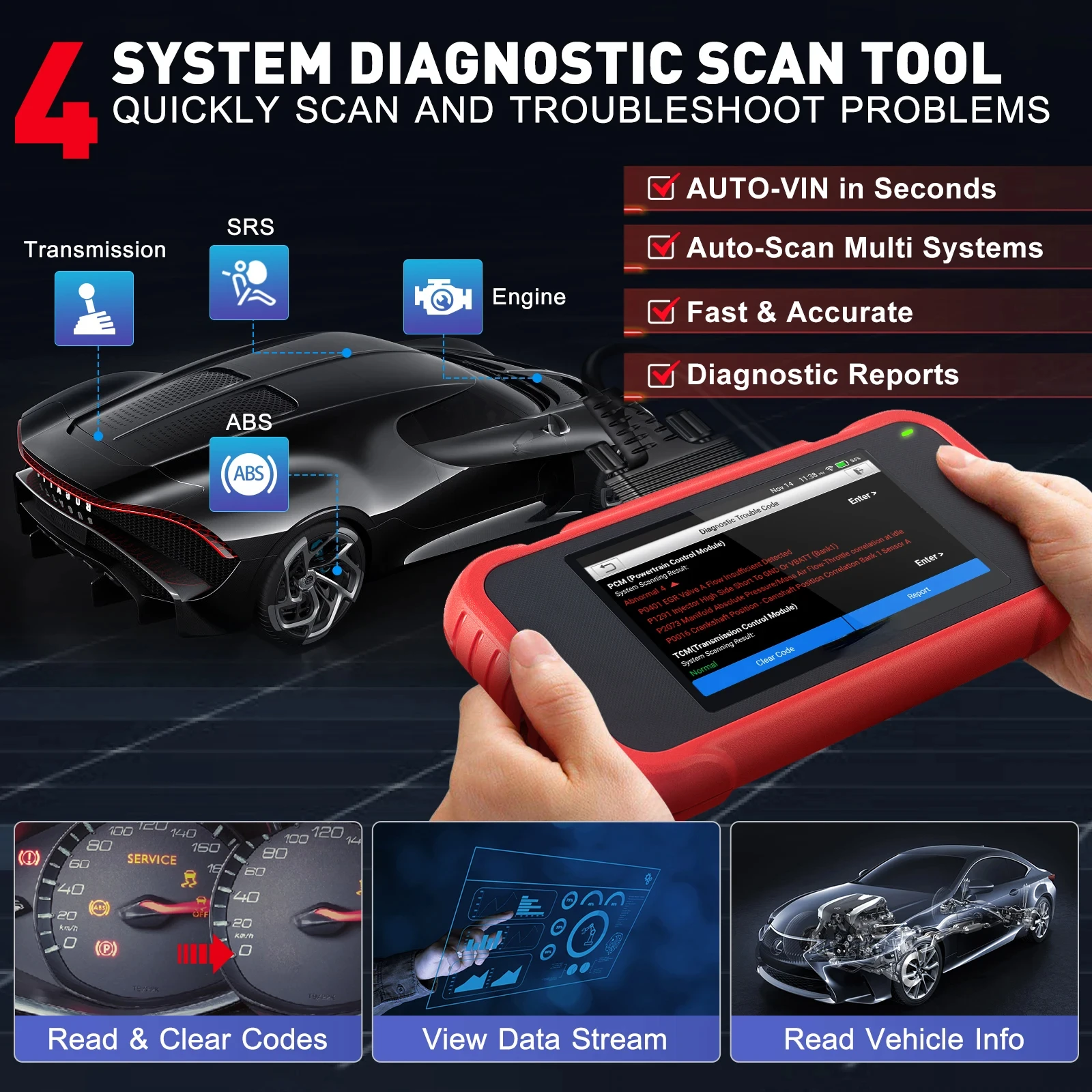 Диагностические Приборы Launch X431 CRP123E V2.0 OBD2 для диагностики двигателя