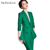green women business suits with pants and tops blaser autumn winter ol styles ladies work wear pantsuits blazers trousers set